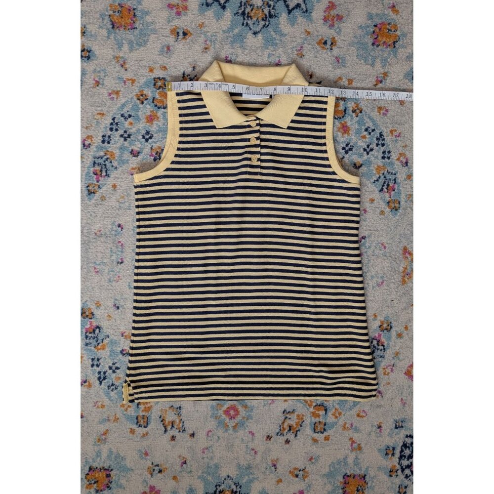 y2k Croft and Barrow Navy and Yellow Striped Sleeveless 100% Cotton Polo - S - Picture 5 of 8